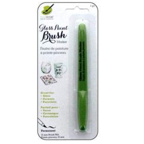 Glass Paint Brush Marker Permanent 15mm, Green - Picture 1 of 3